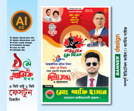 1 লা মহান শ্রমিক দিবস পোস্টার ডিজাইন 2026 বিএনপি প্রযোজ্য
